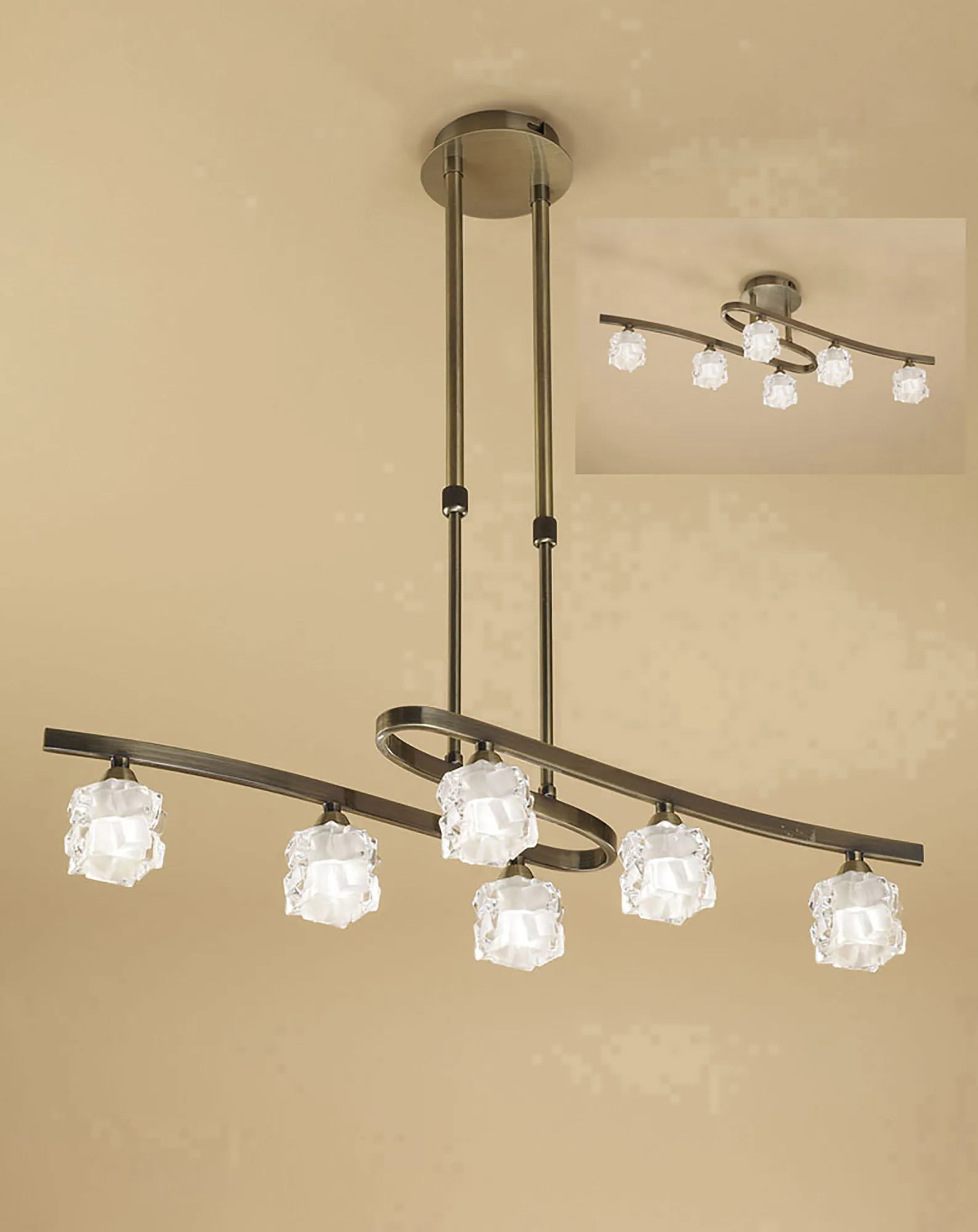 Ice Antique Brass Ceiling Lights Mantra Linear Fittings
